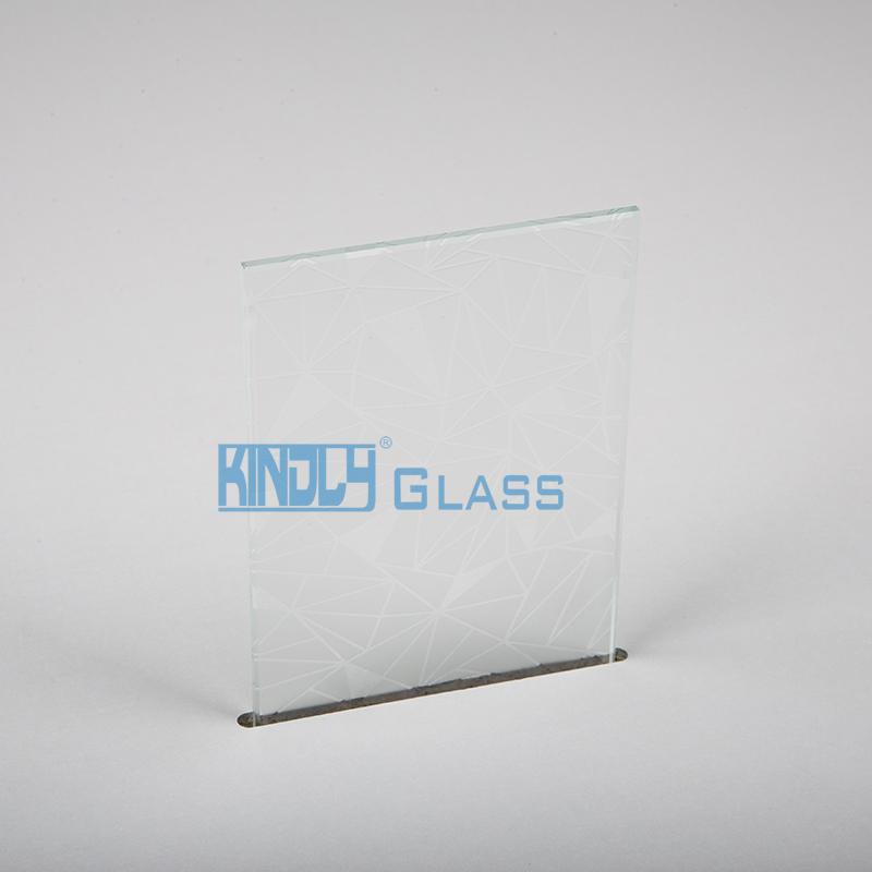 Vidrio esmerilado transparente grabado al ácido de diseño